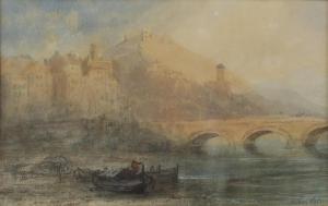 HERBERT Sydney,view of a town and it's castle with river and boat,Ewbank Auctions 2021-06-17