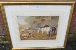 HERBERTE Edward Benjamin 1857-1893,Farmyard scene with horses, cows, pigs and don,1890,Cuttlestones 2022-01-26