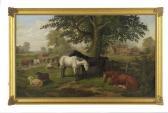 HERBERTE Edward Benjamin 1857-1893,Horses, Sheep and Cows Resting in the S,1879,New Orleans Auction 2016-12-10
