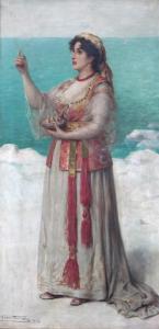 HERBO Leon 1850-1907,Orientalistische dame met vogelnestje voor de zee,1894,Amberes BE 2009-06-29