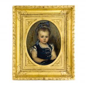 HERBO Leon,Ritratto di bimba con abito azzurro,1877,Bolli&Romiti Casa d'Aste in Roma 2023-07-05