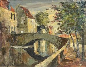 HERBOSCH Leon Francois Joseph 1939,Bruges Canal Scene,Trinity Fine Arts, LLC US 2013-05-11