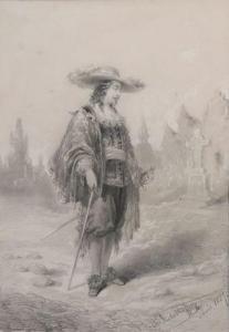 HERBSTHOFFER Peter Rudolf Karl,Gentilhomme près du calvaire,1857,Auxerre Enchères 2022-03-17