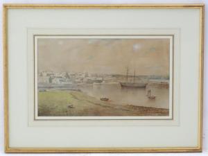 HERDMAN R. P.,A view of an estuary with town, pier, boats and fi,1882,Claydon Auctioneers 2022-08-28