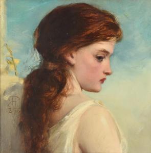 HERDMAN Robert Inerarity 1829-1888,Head of a girl,1876,Dreweatts GB 2021-05-27