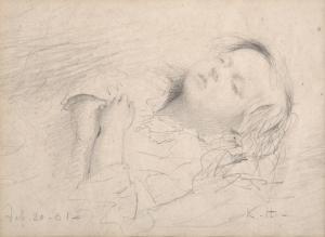 HERDMAN Robert Inerarity 1829-1888,Scottish Study of a sleeping child,1861,Tennant's GB 2021-05-22