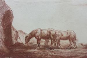 HERDMAN SMITH Robert 1879-1945,Two Horses Grazing,Duggleby Stephenson (of York) UK 2023-10-27