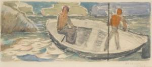 HERGARDEN BERNHARD 1880-1966,Boat on the coast,1958,Peter Karbstein DE 2020-03-14