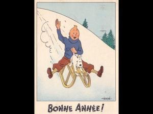 HERGE GEORGES 1907-1983,2 cartes postales de voeux de Bonne Année,1947,Morel de Westgaver 2012-05-12