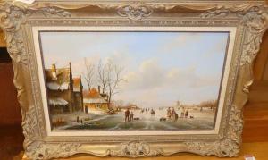 HERKELMAN ALBERT 1945,Dutch winter landscape with ice skaters,Lacy Scott & Knight GB 2021-07-03