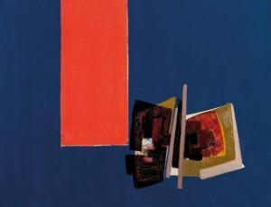 HERMAN Jean 1933,Composition abstraite sur fond bleu,1970,Mercier & Cie FR 2011-03-12