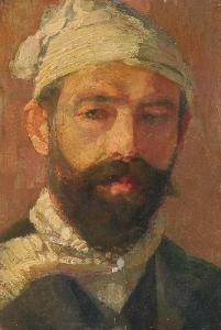 HERMANJAT Abraham 1862-1932,Portrait eines bärtigen Mannes mit weisser Mütze,Fischer CH 2014-06-18