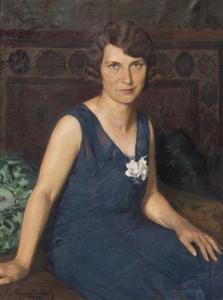 Hermann Gemeinhardt 1905-1985,Portrait of a Lady in a Blue Dress,1932,Palais Dorotheum AT 2017-09-23