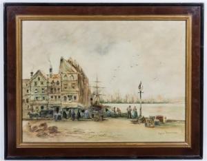 HERMANN Hans 1813-1890,Wharf Scene,Hindman US 2015-08-19