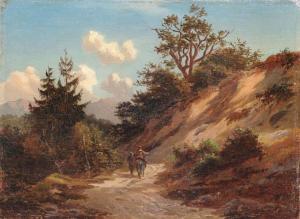 HERMANN Heinrich 1810-1860,Suedliche Gebirgslandschaft mit Esel,1864,Schmidt Kunstauktionen Dresden 2017-09-23