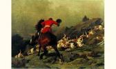 HERMANN Léon Charles 1838-1907,scène de chasse à courre au lièvre,Tajan FR 2005-10-19
