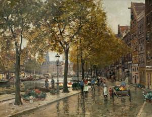 HERMANNS Heinrich 1862-1942,A rainy day on the flower market in Amsterdam,Venduehuis NL 2023-05-24
