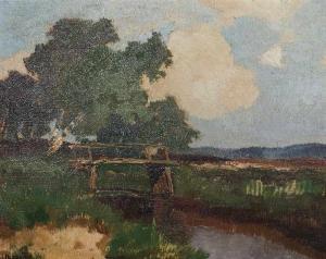 HERMANNS Rudolf 1860-1935,Norddeutsche Landschaft mit Brücke am Fluss,Jeschke-Greve-Hauff-Van Vliet 2019-03-29