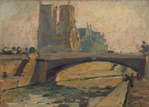 HERMANS Paul Antoon Jacobus,Promenade sous le pont devant 
 Notre-Dame de Pari,Horta 2012-01-16