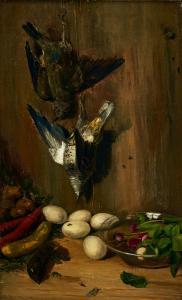 HERMELIN Olof 1827-1913,Stilleben med fåglar, ägg och grönsaker,Uppsala Auction SE 2023-12-12