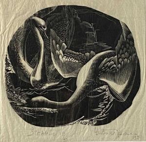 HERMES Gertrude Anna B 1901-1983,Swans, wood engraving on Japan tissue,,Halls GB 2024-02-07