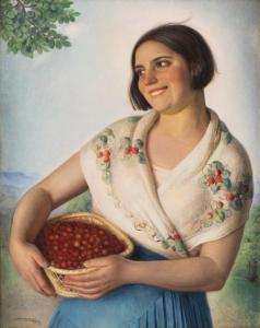 HERMOSO MARTINEZ Eugenio 1883-1963,Joven con cesta de madroños,1930,Alcala ES 2023-12-21