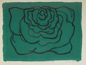 HERNANDEZ PIJUAN Joan 1931-2005,Flor sobre fondo verde.,Brok ES 2009-03-31