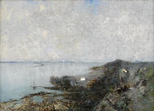 HERNLUND Ferdinand,Vidsträckt kust - eller insjölandskap,Stockholms Auktionsverket 2016-12-07