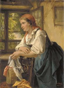 HERPFER Karl 1836-1897,A Peasant Girl by a Window,Christie's GB 2002-07-10