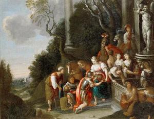 HERREGOUTS Maximilian 1674,Eliezer and Rebecca at the well,Bonhams GB 2011-04-13