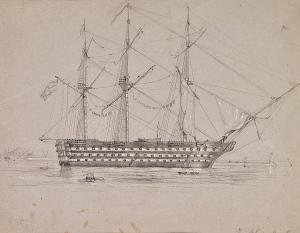 HERRIES Herbert C 1865-1873,HMS ST. VINCENT IN PLYMOUTH SOUND,Anderson & Garland GB 2015-03-26