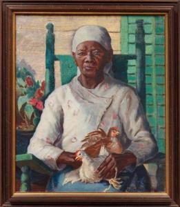 HERRING Frank Stanley 1894-1966,Aunt Mandy with Chickens,Neal Auction Company US 2021-09-10