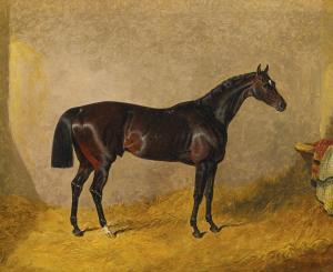 HERRING John Frederick I 1795-1865,A DARK BAY RACEHORSE IN A STALL,Sotheby's GB 2014-10-22