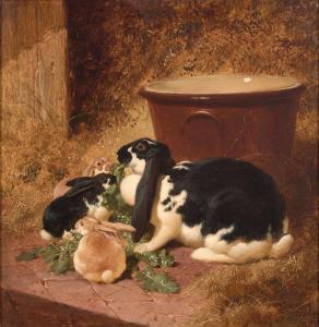 HERRING John Frederick I 1795-1865,A Family of Rabbits,1852,Freeman US 2024-04-17