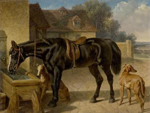HERRING John Frederick I 1795-1865,A farmer's hack drinking from a trough, with two,1854,Rosebery's 2024-02-27