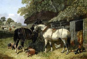 HERRING John Frederick II 1820-1907,Horses, pigs and chickens in a farmyard,Bonhams GB 2016-03-22