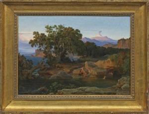 HERRMANN Alexander 1814-1845,Abendlandschaft. Zentauren Nymphen raubend,1844,Schloss DE 2019-12-01