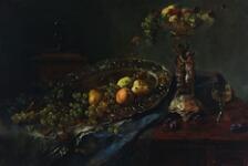 HERRMANN Carl Gustav 1857-1941,Opstilling med frugter på et bord,Bruun Rasmussen DK 2017-02-06