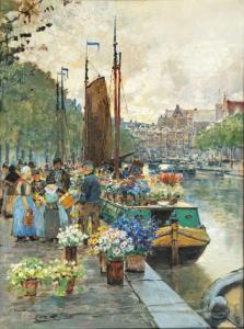 HERRMANN Hans 1858-1942,Blumenmarkt in Holland,Stahl DE 2023-11-25