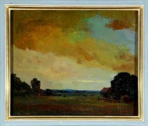 HERRMANNSDORFER Joseph Martin 1867-1936,Weite Landschaft mit Schuppen,Allgauer DE 2018-04-19