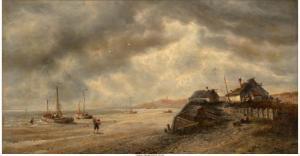 HERSENT François Étienne 1823-1880,Fisherfolk Along the Shore,Heritage US 2017-06-10