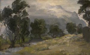 HERTEL Albert,Blick auf den wolkenverhangenen Monte Solaro auf C,Galerie Bassenge 2023-11-30