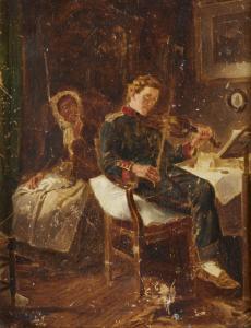 HERTEL Albert,Scena di interno con suonatore di violino,Capitolium Art Casa d'Aste 2023-07-11