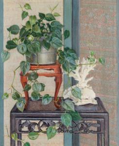 HERTER Adele 1869-1946,Still Life with Philodendrons and Coral,Swann Galleries US 2015-06-04