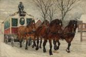 HERTZ Carl 1800-1900,A winter day with a stagecoach driving through the,Bruun Rasmussen 2021-03-29