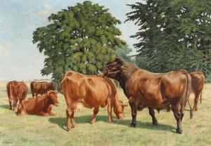 HERTZ Carl 1800-1900,Meadow with grazing cattle,1946,Bruun Rasmussen DK 2021-04-26