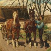 HERTZ Carl 1800-1900,Working horses harnessed to the day's work,Bruun Rasmussen DK 2016-01-04