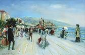 Hervé Jules René,Figures Walking Along the Boulevard by the Sea,Clars Auction Gallery 2014-11-16