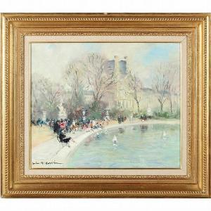 HERVÉ MATHÉ Jules Alfred 1868-1953,Bassin des Tuileries,Leland Little US 2014-12-06