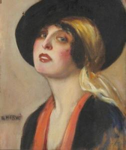 HERVE Gabriel 1868,Femme au chapeau,Chevau-Legers Encheres Martin-Chausselat FR 2010-12-12